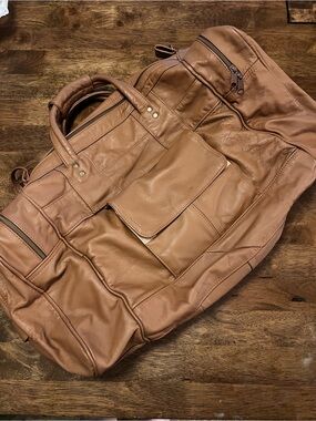 Talon Dual Zipper Vintage Light Brown Soft Leather Vintage Duffle Bag Unbranded
